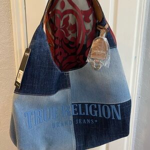 True Religion Blue and Red Tote Bag